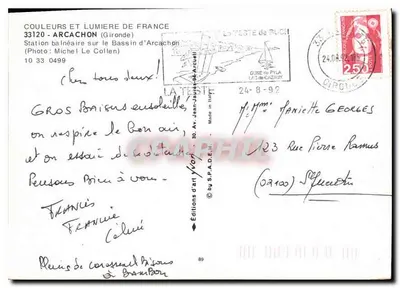 Arcachon — Stacja wypoczynkowa nad Zbiornikiem Arcachon — Wydawnictwo Sztuki V. V. (Włochy) n°10 33 0499 — Rewers