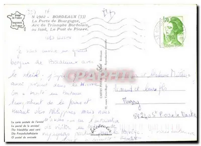 Arc de Triomphe bordelais — Pont de Pierre — Cartes Postales Naturelles — Rewers