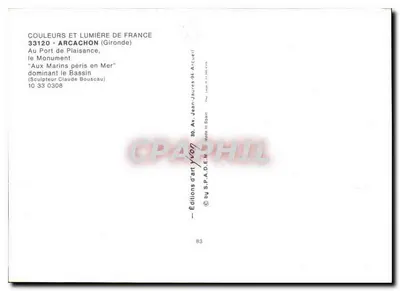 Arcachon — Pomnik Morskich Perysów — Wydawnictwo Yvon — Rewers