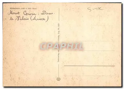 Monte Cervino (Matterhorn) — Suíça — Colorverlag und Linzet, Zug, Nr. 5007 — Verso