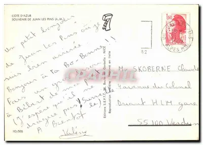 Juan-les-Pins — Ansicht der Strand, Sonnenuntergang und Gärten — Éditions S.E.P.T. - 10/505 — Rückseite