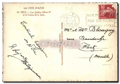 Nice — Les Jardins Albert-1er et le Casino de la Jetée — Hellôs Françaises — Rückseite