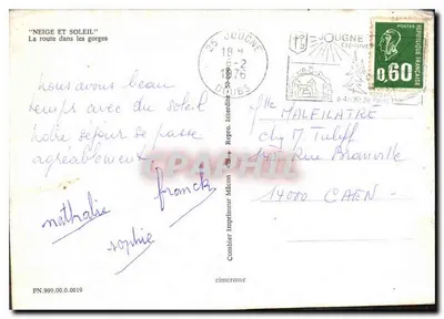 Góry Jougné — Śnieg i słońce — Combière drukarz Mâcon — Rewers