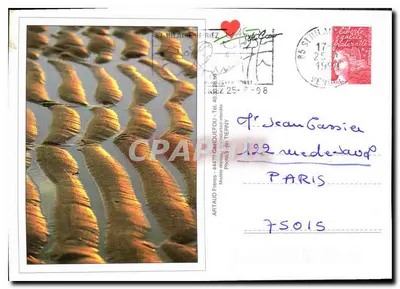 Zachód słońca nad plażą — Artaud Frères, 44470 Cancale, n° 25-98 — Rewers