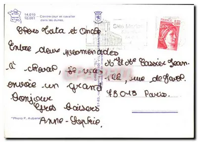 Contre-jour e cavaleiro nas dunas — Sète, editor 'SL' n°10.051 — Verso