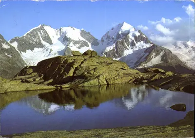 Piz Bernina e Piz Roseg — Alpes suíços — Buffet ALP GROM, Samedan