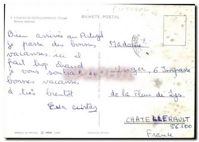 Figueira de Castelo Rodrigo — motywy historyczne — Wydawca: Gráfica de Portugal, seria 4 — Rewers