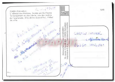 Caen — Abadia dos Homens e hotel de ville — Edições LE GOUBEY — Verso