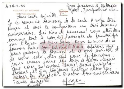 Casa de pedra com telhado de colmo — Cores da Bretanha, n° 618 — editor Jack — Verso
