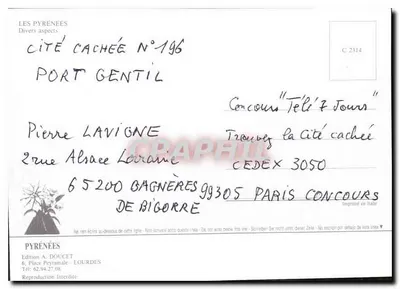 PYRÉNÉES — Różne aspekty — Wydawnictwo A. DOUCET, nr 196 — Rewers