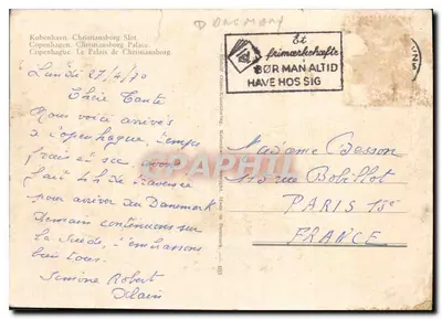 Copenhague — Palais de Christiansborg — éditeur Bør Man Altid — Verso