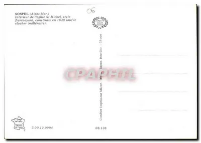 Sospel (Alpes-Maritimes) — Wnętrze kościoła Świętego Michała, styl flamandzki, zbudowany w 1640 roku poza dzwonnikiem (milenium) — Wydawca Combier — Rewers