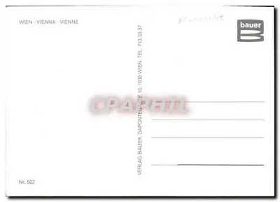 Wiedeń — Panoramiczny widok najważniejszych zabytków — Verlag Bauer, nr 502 — Rewers
