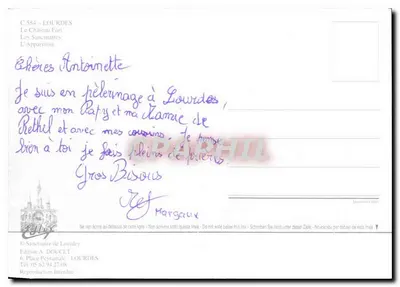 Lourdes — Santuários e aparição — Edição A. Doucet — Verso