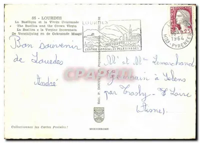 Lourdes — Bazylika i statua Najświętszej Maryi Panny — Edlux — Rewers