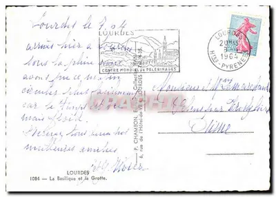 Lourdes — Basiliek en de Grot — Uitgever P. Chambon, n° 435 — Achterkant