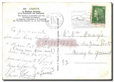 Lourdes — Oświęcimy i procesja z latarniami — Wydawnictwo Lourdes — Rewers