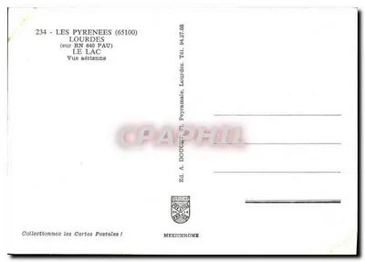 Jezioro Lourdes — widok z powietrza — Wyd. A. Doucet, Lourdes — Rewers