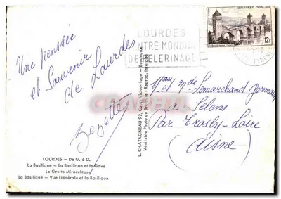 Lourdes — Souvenir de Lourdes — Éditeur Elcé — Rewers