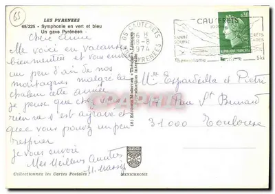 Gawę w Pirenejach — Pirenie — Wydawnictwo Modernes « Théodac » Limoges, n°65/225 — Rewers