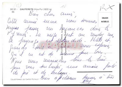 Cauterets (Wysokie Pireneje) — panoramowy widok z niewidzialnymi śnieżnymi szczytami — wydawnictwo PEURON, seria SO 91 — Rewers