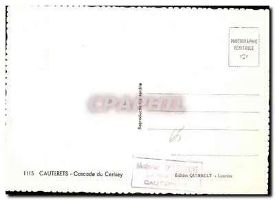Cauterets - Cachoeira do Cerisey — Edição Quinault, n° 1115 — Verso