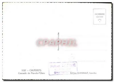 Wodospad Pas-de-l'Ours — Cauterets — Édition Quinault, Lourdes — Rewers