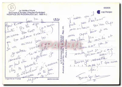 Ospedale di Rioumajou — Vicino ad Arreau (Alte Pirinei) — Edizioni Cap Theojac — Verso