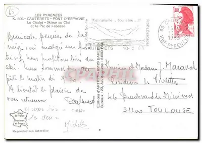 Le Chalet - Skierowana do Clot i Pic de Labasse — Wydawnictwo ARTPYR, nr K.300 — Rewers