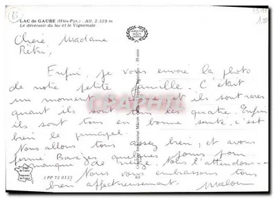 Jezioro Gaube (Wysokie Pyrenées) — Zbiornik jeziora i Vignemale — Wydawca Mâcon — Rewers