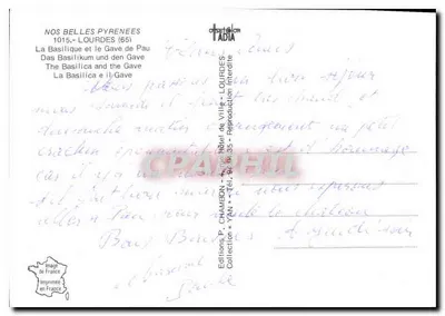 Bazylika i rzeka Gave de Pau — Lourdes (65) — Wydawnictwo P. CHAMBON, seria YNN n°35 — Rewers
