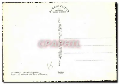 Cascades du Pont d'Espagne — Cauterets (Hautes-Pyrénées) — Édition JOVE, n° 65 — Verso