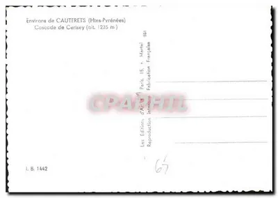 Wodospad Cerlisey — okolice Cauterets (Htes-Pyrénées) — Les Éditions d'Art, Paryż — Rewers