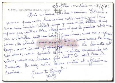 Châtillan - en Diois — cueillette de lavande — Éditions Léon Bardon, n° F.30111 — Verso