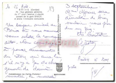 Brive-la-Gaillarde — Vue générale aérienne — Édition des « Théâtres » Limoges — Verso