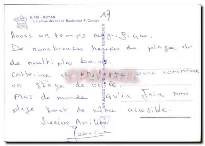 Royans — Widok plaży przed bulwarami F. Garniera — ARUM-ÉDITIONS BORDEAUX — Rewers
