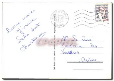 Árvore de abeto nevada — reprodução fotográfica — DVP Publi 5505 PARIS — Verso