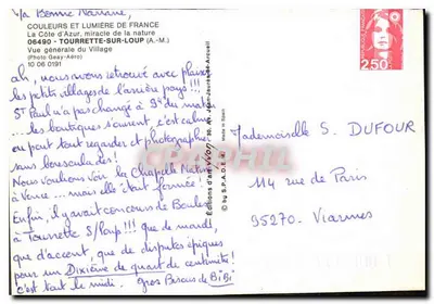 Tourrette-sur-Loup — Vista geral do vilarejo — Edições de arte Jaurès-Arcueil — Verso
