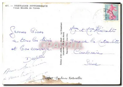 Velho Moinho do Aven — Bretanha pitoresca — Edição de Arte JACK, Jean Stoll - Le Croasheant — Verso