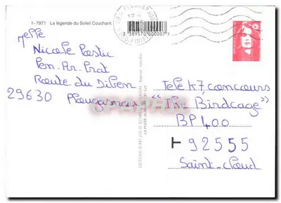 Zachodzące słońce — legendy bretońskie — Wydawnictwo Art Jos Le Doarain, nr 1-7971 — Rewers