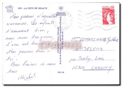 Costa da Beleza — Lembrança da Costa da Beleza — Artaud Frères, n° 58 — Verso