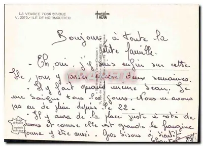 Praias da Vendée — ao sol do Atlântico … Noirmoutier — LA VENDEE TOURISTIQUE V. 2070 — Verso