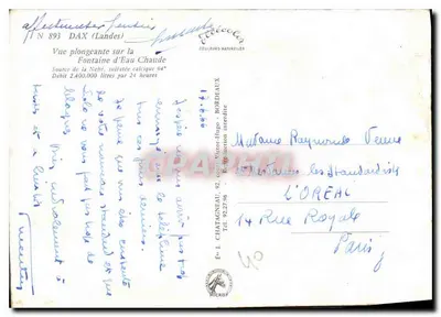 Widok z góry na Fontaine d'Eau Chaude — DAX (Landes) — Wydawca: Chataigneau — Rewers