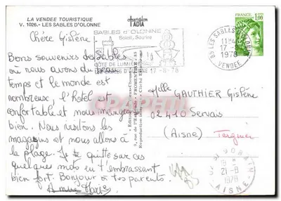 Les Sables d'Olonne — widok panoramiczny plaży i portu — wydawca LA VENDEE TOURISTIQUE, nr V.1026 — Rewers