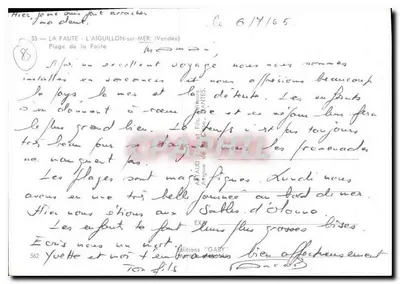 Praia de La Faute-sur-Mer — Aiguillon-sur-Mer — Edições 'Gaby' — Verso
