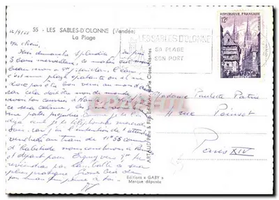Les Sables-d'Olonne — A Praia — Éditions Gaby — Verso