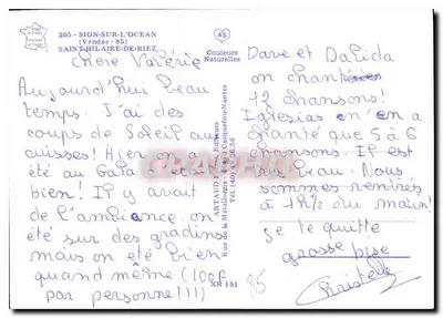 Sion-sur-Mer — Luchtfoto, strand, camping en fontein — Uitgever Artaud, n°151 — Achterkant