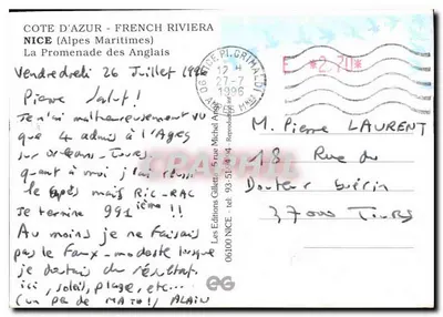 Nice - Promenada Anglijska — widok panoramiczny — Les Éditions Gillette, NICE — Rewers