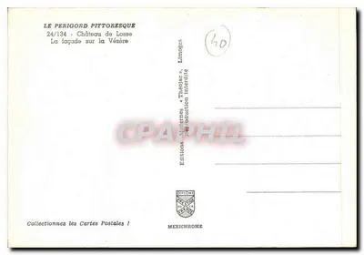 Zamek Losse — Façade na Vézère — Éditions Diplôme, Limoges, nr 24/134 — Rewers