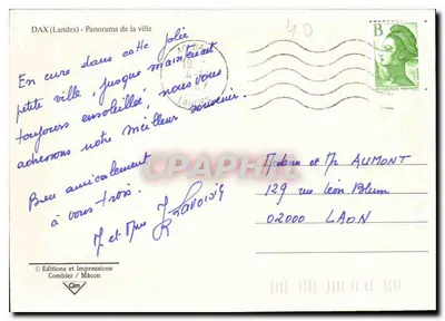 Dax (Landes) — Panorama da cidade — Éditions et Impressions Combier / Mâcon — Verso